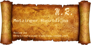Metzinger Ruszlána névjegykártya